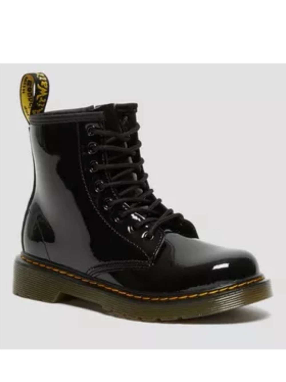 DR. MARTEN Junior 1460 Black Patent Leather Zipper Lace Up Ankle Boots 3 (girls)